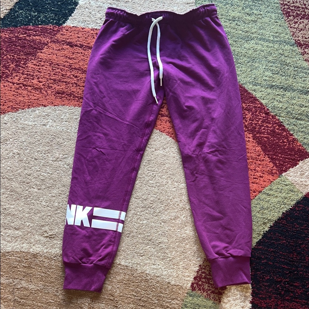 PINK Victoria's Secret Purple Joggers with White Logo
